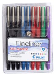 Fineliner Pens Wallet Of 9 Colours