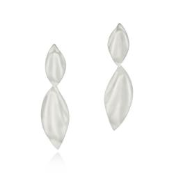 Organic Double Leaf Earrings - 18KT White Gold Vermeil