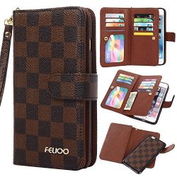 Iphone 6S Plus Checkered Case Gx-lv Iphone 6S Plus Classic Plaid Multi-functional Leather Wallet Case Cover For Apple Iphone 6S Plus 2015 Gx-lv Retail Packaging Brown