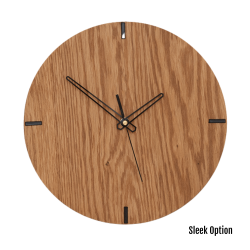 Mika Wall Clock In Oak - 250MM Dia Natural Sleek Black Second Hand