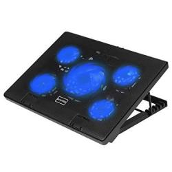Kootek Laptop Cooling Pad 12"-17" Cooler Pad Chill Mat 5 Quiet Fans LED Lights And 2 USB 2.0 Ports Adjustable Mounts Laptop Stand Height Angle