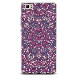 Casesbylorraine Huawei P8 Lite Case Purple Mandala Floral Pattern Tpu Soft Gel Protective Cover For Huawei P8 Lite N15-3