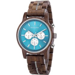 Men's Turquoise Walnut Wooden Watch GT115-2