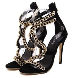 Wild Rose Metal Chain Detail Stiletto Sandals Shoes