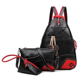 Chinese Style Black Chest Bags Backpack 3 Pcs Casual Crossbody Bags National Cluthes Bags