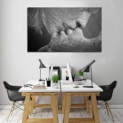 Bestmaple Black Love Kiss Canvas Painting Abstract Print Poster Pictures Home Bedroom Living Room Decoration Wall Art 60X100CM No Frame