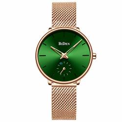 Womens Watch Fashion Luxury Dress Simple Designer Analog Watches Stainless Steel Mesh Minimalist Quartz Ultra Thin Watch Green