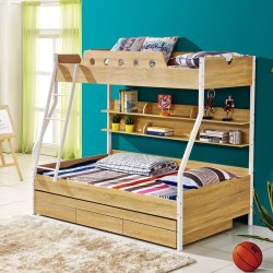 Cielo Kids Double Bunk Bed With Trundle Bed