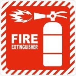 Parrot Products Red Fire Extinguisher Symbolic Sign On White Acp 150 X 150MM