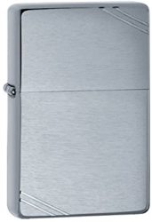 Personalized Brushed Chrome Vintage With Slashes Zippo Lighter - Free Engraving