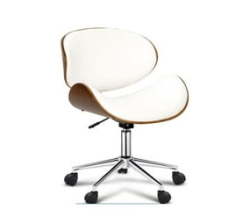 Stylish Wooden And Pu Leather Office Desk Chairs - White