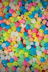 Lot Of Multi Colors Glow In Dark Hearts Pony Jewelry Making Beads 100PC Kandi Beading Rave Jewelry - Diy For Handmade Bracelet Necklace Craft Supplies