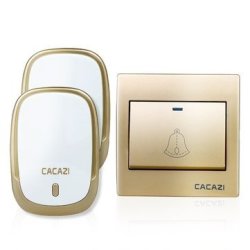 Cacazi AC110-220V Wireless Doorbell Waterproof 1 Button 2 Plug- In Re