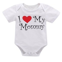 Mothers Happyma Day Newborn Infant Baby Boys Girls Romper Print I Love My Mommy Short Sleeve Outfit Bodysuit Clothes 3-6 Months