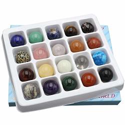 Zzkoko Gemstones For Kids 20PCS Handicraft Natural Gemstone Rocks Set Mineral Polished Natural Stones From Around The World Decorative Stones Ball Rock And Mineral
