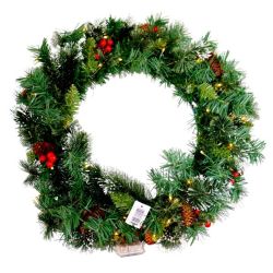 Stunning Christmas Wreath Decorated With Pine Nuts And LED Light