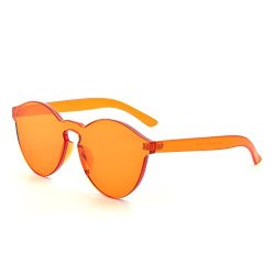 Yanqiuyu One Piece Rimless Sunglasses Transparent Candy Color Eyewear Ultra-bold Colorful Mono Block Transparent&orange 58