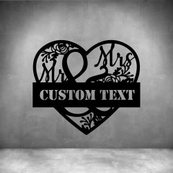 Mr And Mrs With Custom Text - 300MM Matt Silver