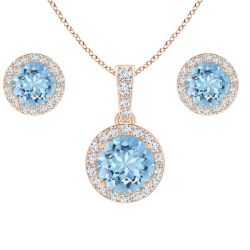 Nicki Jewellery Set- Swarovski Aquamarine Crystal Rose