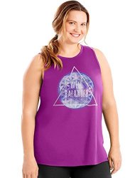 Just My Size Women's Plus Size Active Graphic Muscle Tank Well Balanced plum Dream 3X