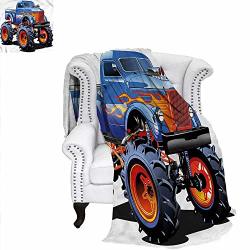 Renteriadecor Man Cave Super Soft Blanket Monster Truck Huge Tyres Warm Microfiber All Season Blanket For Bed Or Couch 60"X36