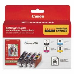 Canon 0628B027 0628B027 Inks Amp Amp Paper Pack PGI-5 CLI-I8 Black Cyan Magenta Yellow