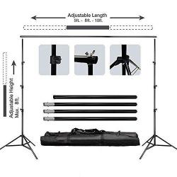Efavormart 8FT X10FT Adjustable Crossbar Kit Wedding Photography Backdrop Stand + 2 Free Backdrops