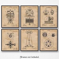 Original Science Tesla Patent Poster Prints Set Of 6 8X10 Unframed Photos Wall Art Decor Gifts Under 20 For Home Office Garage Man Cave