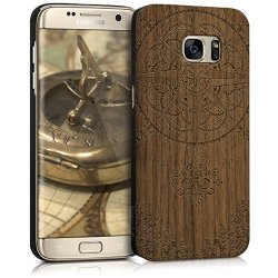 Kwmobile Protective Case For Samsung Galaxy S7 Edge With Cork Cover And Pockets Hardcase In Dark Brown
