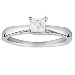 Princess Diamond Solitaire Engagement Ring 18ct in White Gold