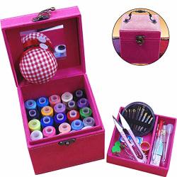 Tinton Life 2 Layers Sewing Kits With Vintage Box Sewing Accessories Supplies Kits For Adults Kids Beginner Travel Sewing Basket Metal Handle Rose