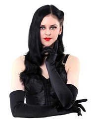 What Katie Did Gloves Long Black Satin Evening