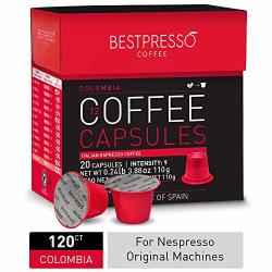 Bestpresso Coffee For Nespresso Original Machine 120 Pods Certified Genuine Espresso Colombia Blend Pods Compatible With Nespresso Original 60 Days Satisfaction Guarantee