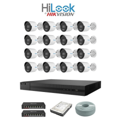 Hilook By Hikvision 16CH Colorvu Ip Kit - 16CH Nvr - 16 X 4MP Ip Colorvu Bullet Cameras 30M Night Vision 4TB Hdd 305M