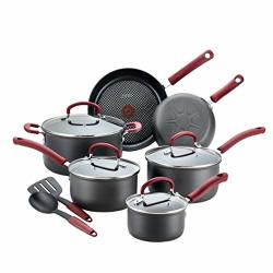 T-fal Ultimate Hard Anodized Dishwasher Safe Nonstick Cookware Set 12-PIECE Red