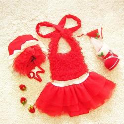 Baby Girl Princess Lace Bowknot Bikini Set Siamese Dress Cute Swimsuit With Hat Size: S Red