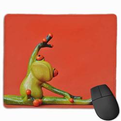 Funny Fig Frog Yoga Gymnastics Anti-slip Personality Designs Gaming Mouse Pad Black Cloth Rectangle Mousepad Art Natural Rubber Mouse Mat With Stitched Edges 9.811.8 Inch