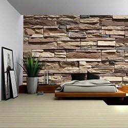 Modern Neutral Colored Brick Pattern Wall Wall26 Wall Mural 66x96 inches 
