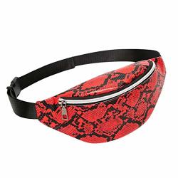 Running Sports Waist Pack Women Serpentine Printed Belt Fanny Pack Cross-body Shoulder Chest Bags Hebetop Red