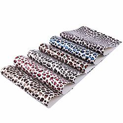 David Accessories Faux Leather Sheets Leopard Printed Synthetic Leather Fabric Canvas Back 6PCS 8" X 13" 20CM X 34CM For Making Bags Crafting Diy