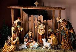 Yeele 9X6FT Birth Of Jesus Photography Backdrop Christ Christmas Manger Scene Figurines Virgin Mary Little Sheep Background Pictures Party Banner Deco