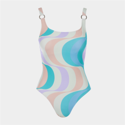 Women&apos S Candy Waves O-ring One Piece Swimsuit