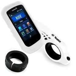 Tuff-luv 3 In 1 Combo Silicone Gel Skin Case And Screen Cover For Garmin Edge 1000 Out-front Handlebar Mount - White