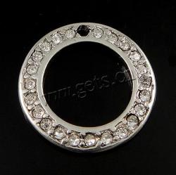 Alloy Ring With Clear Crystals 19x19mm 2mm Thick Antique Silver Colour