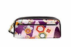 Pattern Japanese Culture Portable Pu Leather Pencil Case School Pen Bags Stationary Pouch Case Large Capacity Makeup Cosmetic Bag