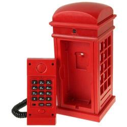 2 In 1 LED Telephone Booth Home Corded Telephone Wired Phone Booth Table Lamp