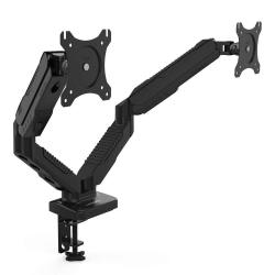 LANGRIA Dual Monitor Arm Stand - Full Motion Gas Spring Arm Desk Mount Height Adjustable Riser With C Clamp grommet For 15"-27" Lcd Computer Vesa Monitor 2
