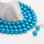 6 mm Environmental Dyed Pearlize Glass Pearl Round Bead for Jewelry Making with Bead Container Light Blue BENECREAT 400 Piece