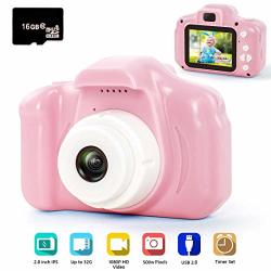 Kids Camera 8MP MINI Digital Video Camcorders 16GB Sd Card Included Birthday Gifts For Child Boys Girls Toddler AGE3+ Pink