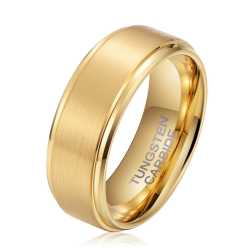 Men's Step Brushed Gold Tungsten Ring OY-R-100 - 15